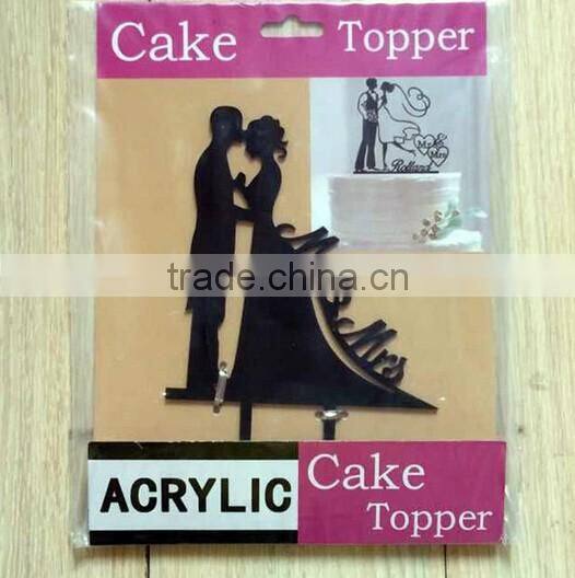 Silhouette Bride and Groom Mr & Mrs Wedding Acrylic Cake Topper Anniversary
