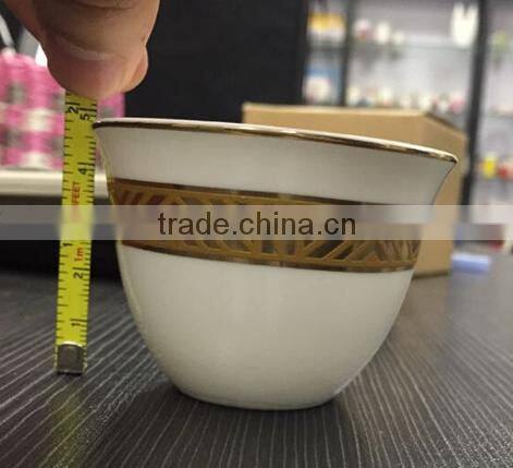 2016 New decorative design white ceramics golden coffee cup set
