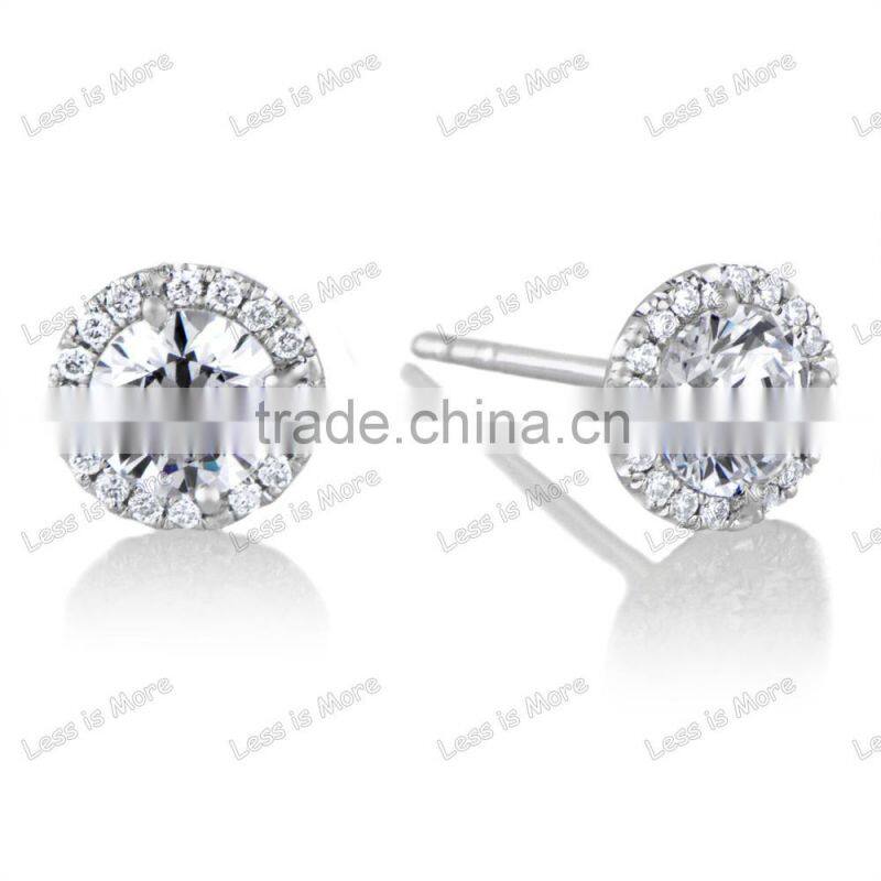 Gun Metal Crown Setting CZ silver Stud Earrings