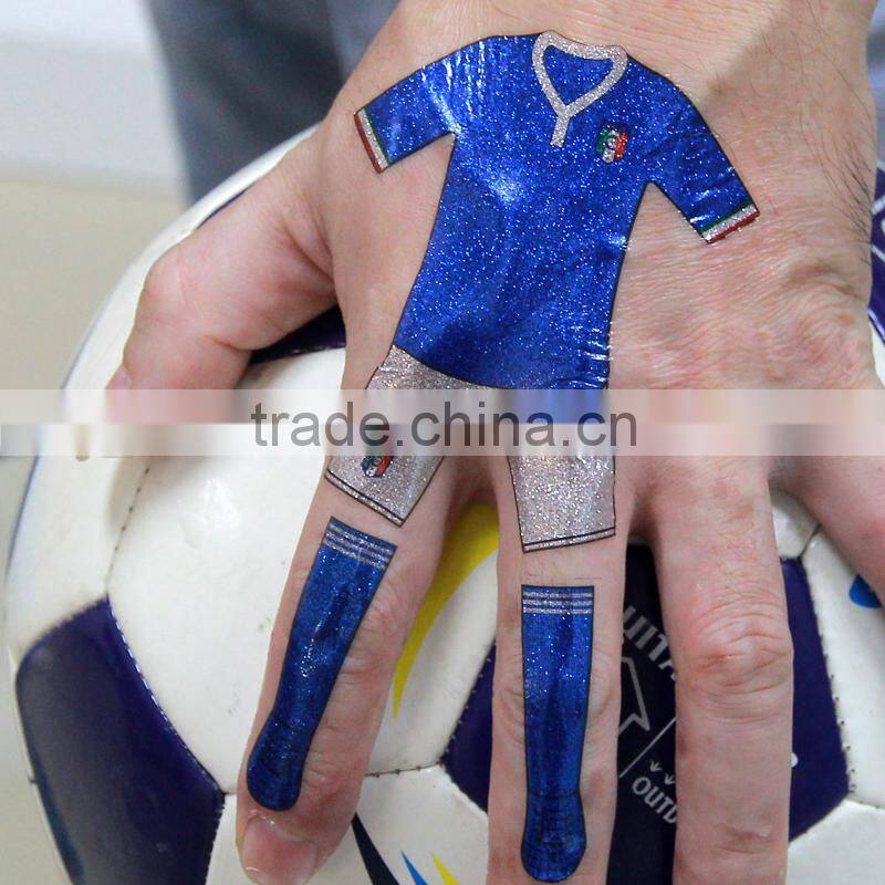 New Arrival glliter CMYK soccer uniform for hands wholesales tattoo sticker