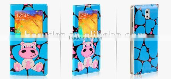 Animal cartoon print oem phone back for samsung note 3 leather case