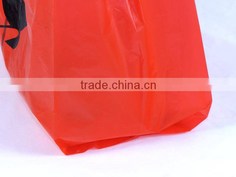 China Manufacture red custom printed plastic t shirt bags for shopping