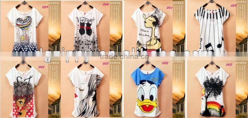 2013 Hot Selling New Design Mickey Mouse Printed T-Shirts/tees polo shirt women type short sleeve printed t-shirts
