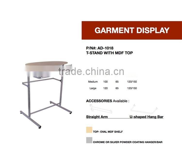 Floor Standing Stainless Steel Clothes Hanging Rack with MDF Top Shelf