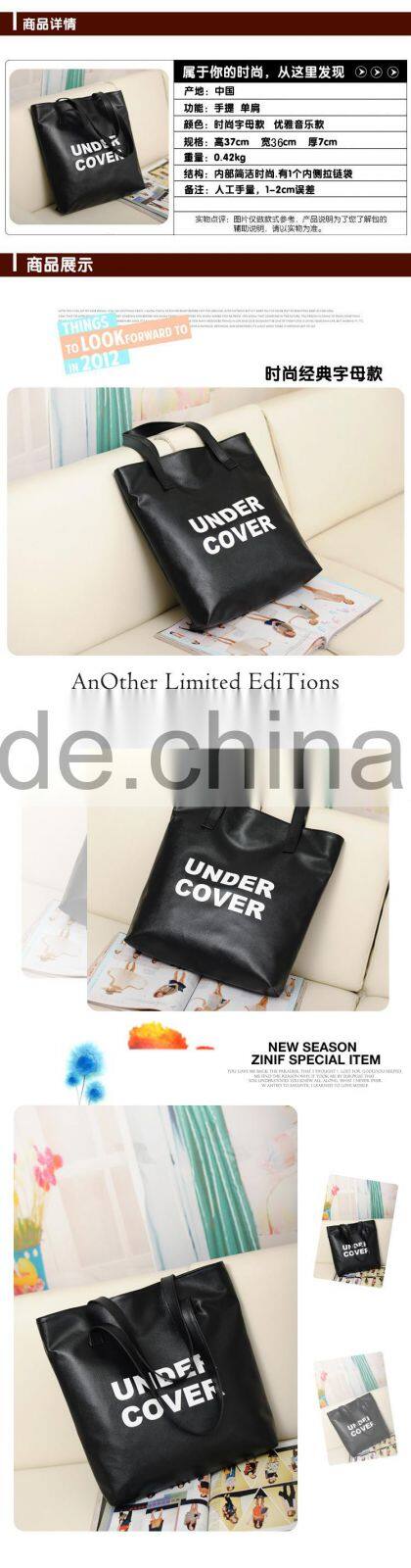2015 New arrive hot sale simple design Musical Notes & letter printing women handbag