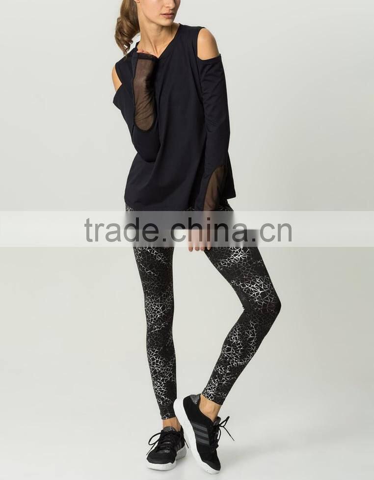 Ramax Custom Women Sport Black Crew Neck Long Sleeve Training T Shirt Tops