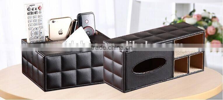 hot sale cute facial tissue box PU napkin box functionable OEM pochet tissue box