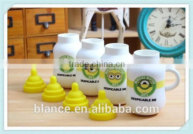 porcelain milk cup in milk bottle with nipple design