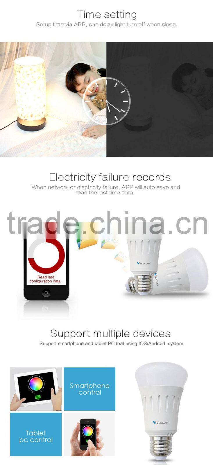 VStarcam Hot selling 6W WF820 smart lamp led wifi light bulb