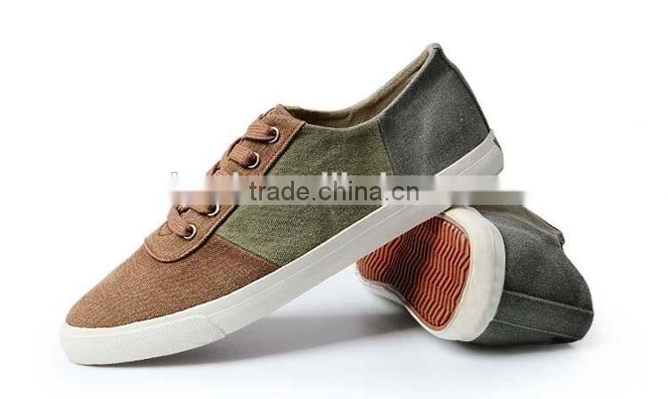 3 tones patchwork upper vulcanized trainer lace up men sneakers cheap casual canvas shoes male