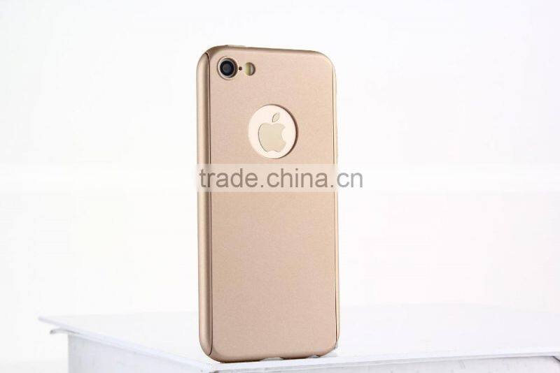 360 Degree Full Cover Plastic Hard Case for iPhone 7 7 Plus Shockproof Case with Tempered Glass