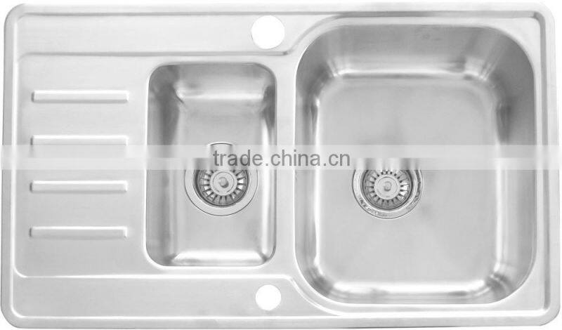 Yacht,Boat,Train and Public Mobile Toilet Stainless Steel Double Bowl Washing Basin Kitchen Sink with Drainboard GR-Y790