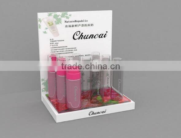 L shape acrylic cosmetics display case stand/holder