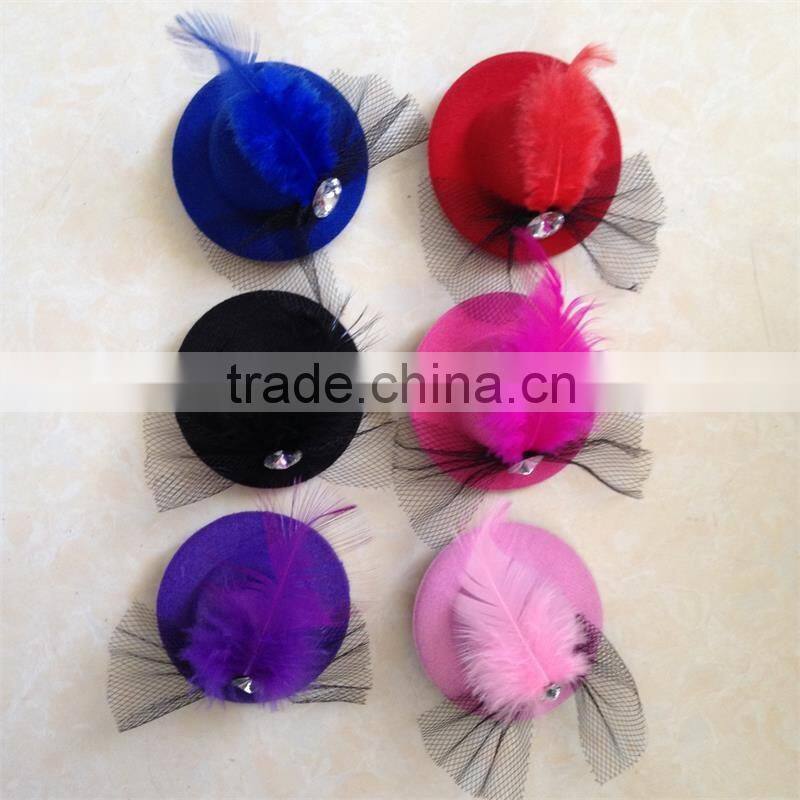 Wholesale cheap baby girl hair decoration mini top hat clip