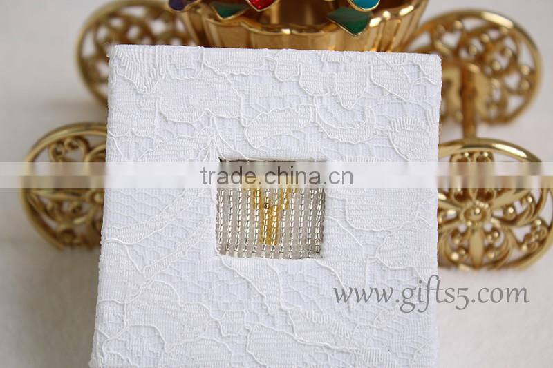 Elegant personalized wedding ring box for ceremony with beaded name plate of Y