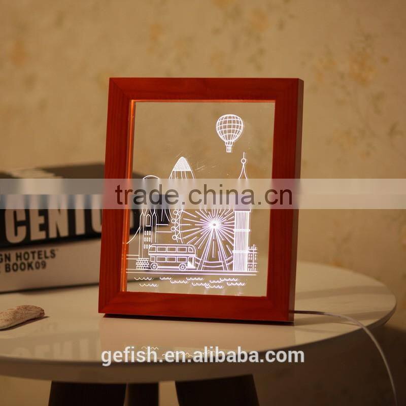 Funny acrylic LED light 3D photo display frame