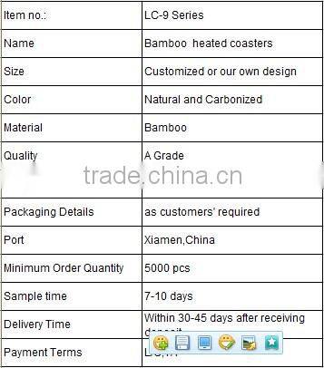 Customized Bamboo Table Mats, Bar Coaster with Special Logo