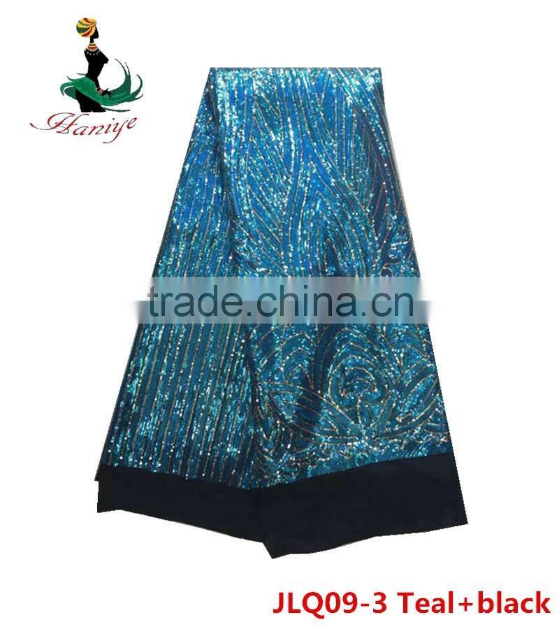 Haniye 2016 Best Price Embroidery French lace / Hot Selling Tulle Lace sequins Fabric /JLQ09-8
