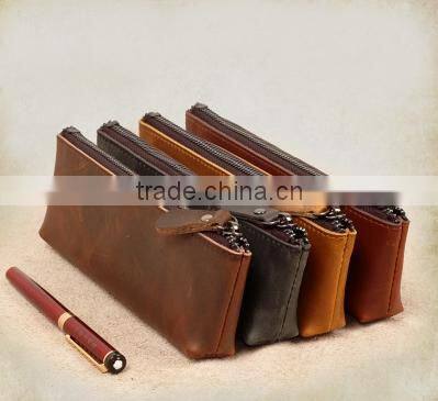 Oem factory wholesale genuine leather pencil box case