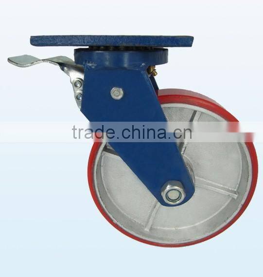 10 Inch PU Swivel Hardware Heavy Duty Caster With Brake