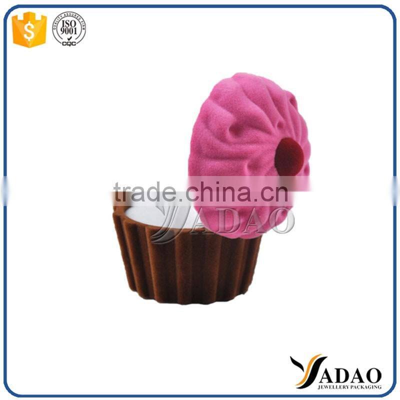 pink cute cake velvet gift box for jewelry packaging box