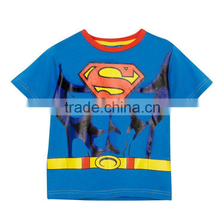 blue superman boys kids t shirts design with cape