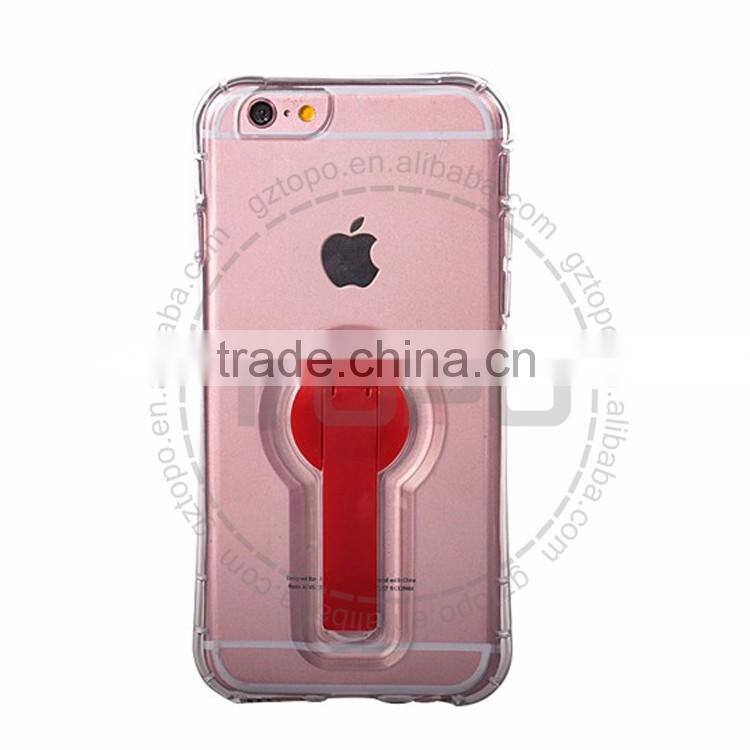 360 degree Round plastic bracket Transparent tpu back cover cell Phone accessory case For apple iphone 6 6S plus