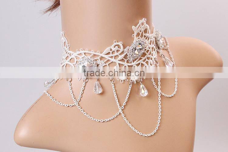 MYLOVE Women Goth Lace Gemstone Collar Choker Crystal Pendant Necklace Jewelry Gift MLY272