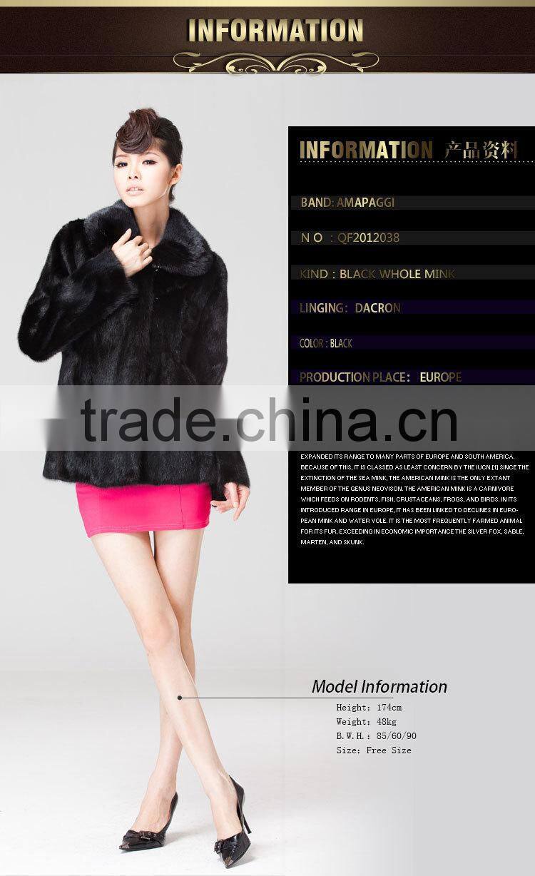 sale natural black mink fur coat with factory price
