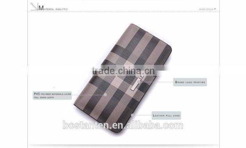 classic plaid leather wallets clutch hand bag for men fashion