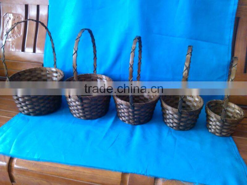 New style weaving round colourful stained bamboo basket