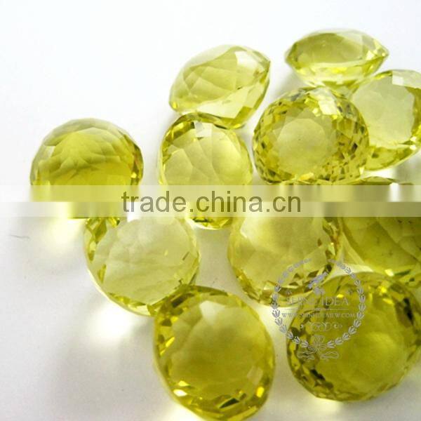 14-14.5mm round faceted cut natural lemon quartz semi precious loose stone gemstone diy ring,earrings cabochon 4110103