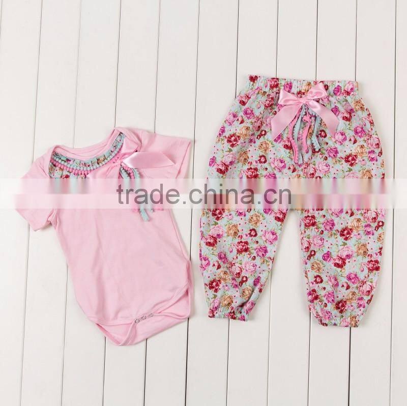 Super Cute Newborn Baby Girls Light Pink Short Sleeve Romper Matching Polka Dot Pants Summer Kids Cotton Pajamas Baby Romper Set