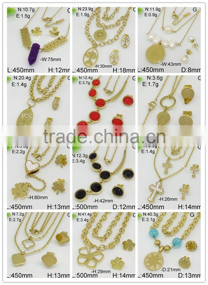Latest hot heart style wholesale 18k gold jewelry set