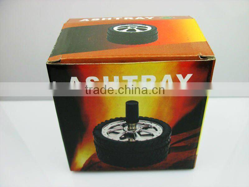 Table Round Metal Ashtray, Wheel Ashtray With Spin Lid