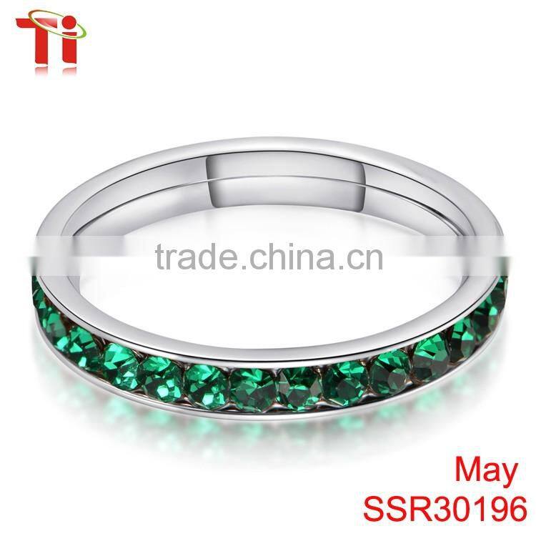 online shop china key ring keys stainless steel engagement ring diamond custom green crystal stone bands for women May
