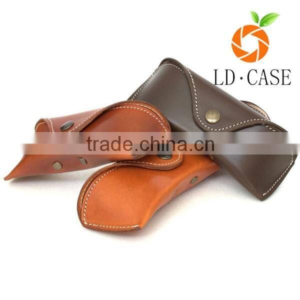 factory price Retro Foldable Glasses Case Leather Handmade Vintage Genuine Leather sunglass case