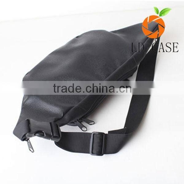 New Black PU Leather Compartment Waist Fanny Pack Belt Bag