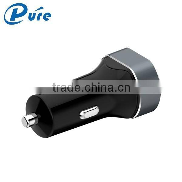 new bullet design metal car charger 5V 3/2A double usb mobile phone car charger factory selling directly
