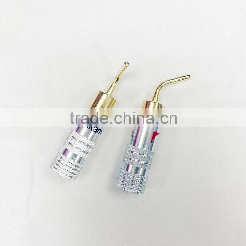 New 24K Gold For Nakamichi Speaker Pin Angel 2mm Banana Bend Plugs Speaker wire Screw Lock Connector