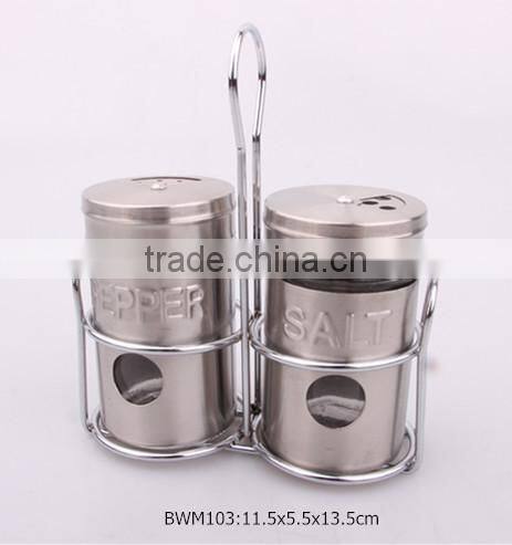 glass jar used for spice with metal rack