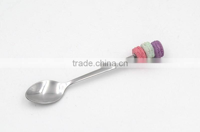 Purple blue red colored macaron design fruit spoon