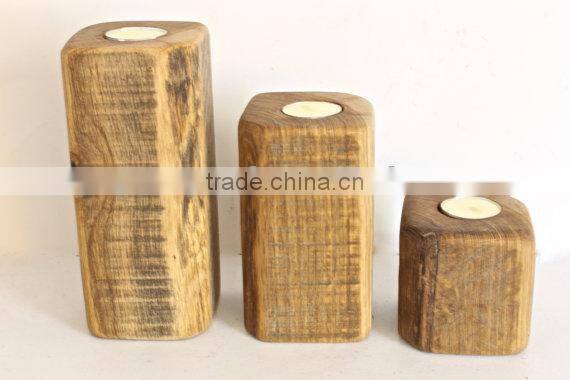 Modern Home Decoration Tea Light Wooden Candle Holder Reclaimed Wood Candle Holders