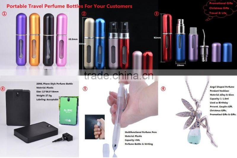 Round shaped crackle color pink blue red empty aluminum atomizer perfume glass bottle 15ml