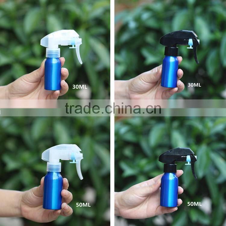 Wholesale 30ml-500ml blue aluminum cosmetic trigger spray bottle for cosmetic perfume packaging