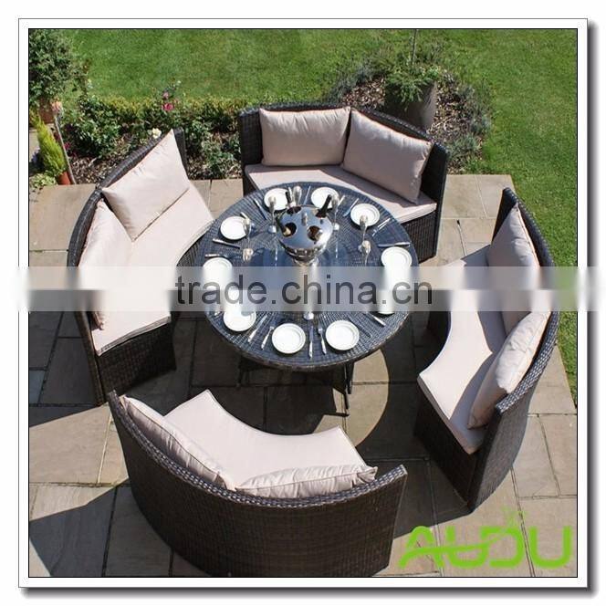 Audu Big Aluminium Rattan Texas Round 6 Seater Dining Set