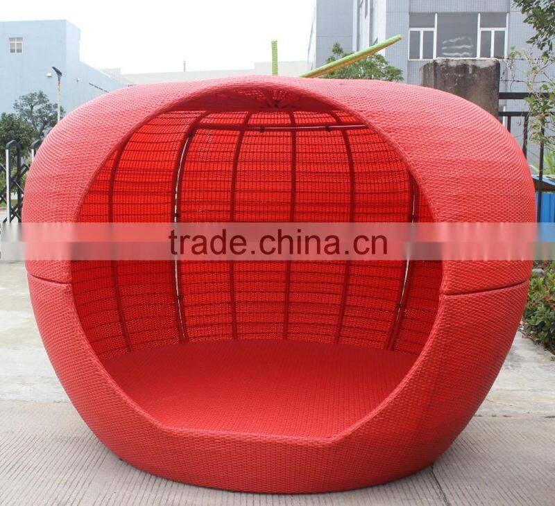 2016 Newest Outdoor Rattan Furniture Distinct Red Apple Round Sunbed