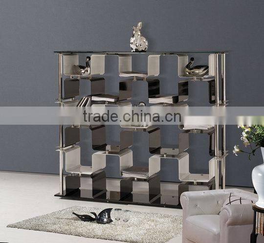 Y01 2015 Newest tempered glass top stainless steel metal display rack