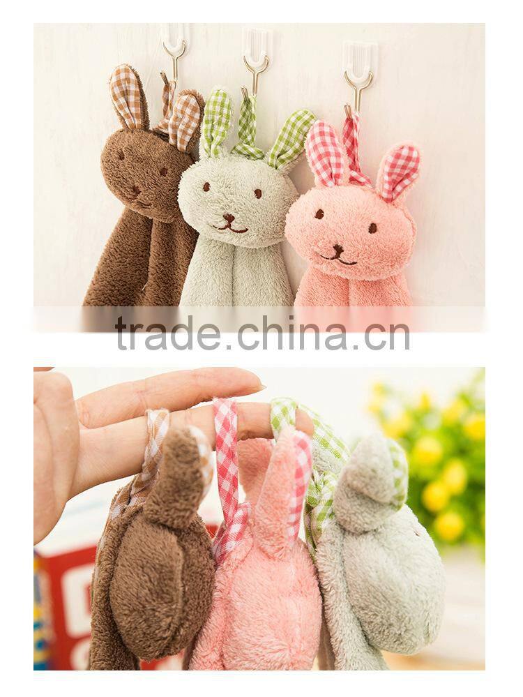 N105 Little girls cute rabbit jacquard small square towel for wholesale Yiwu factory