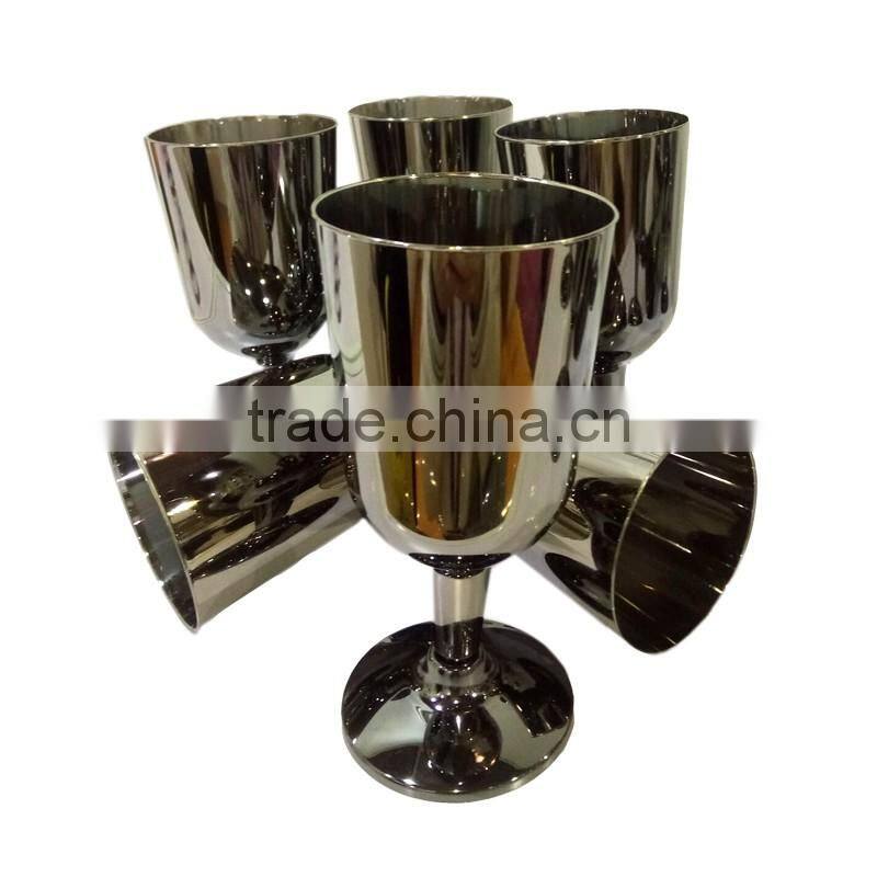 Stainless steel plated plastic wine glass cup